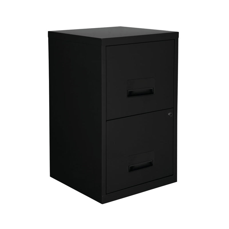 A4 2 Drawer Steel Filing Cabinet Black