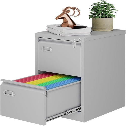 A4 2 Drawer Steel Filing Cabinet Light Grey
