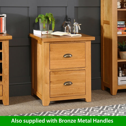 A4 2 Drawer Steel Filing Cabinet Oak Effect