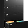 A4 4 Drawer Steel Filing Cabinet Black