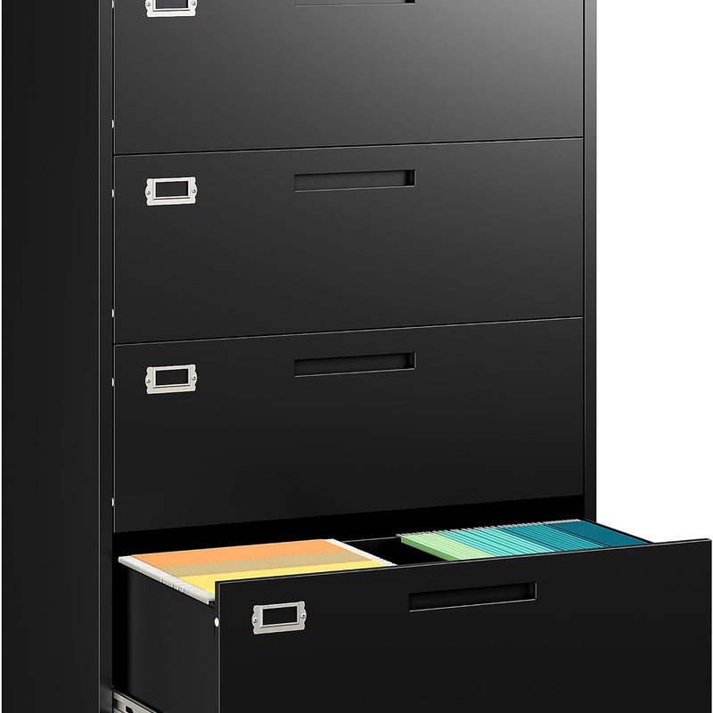 A4 4 Drawer Steel Filing Cabinet Black