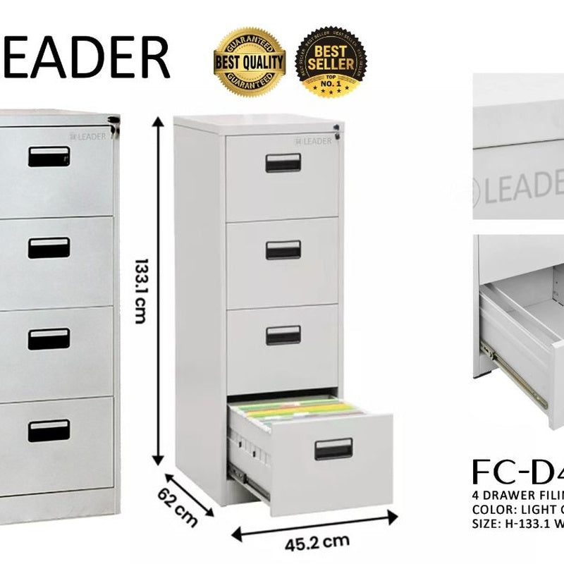 A4 4 Drawer Steel Filing Cabinet Light Grey Trade Pack of Ten
