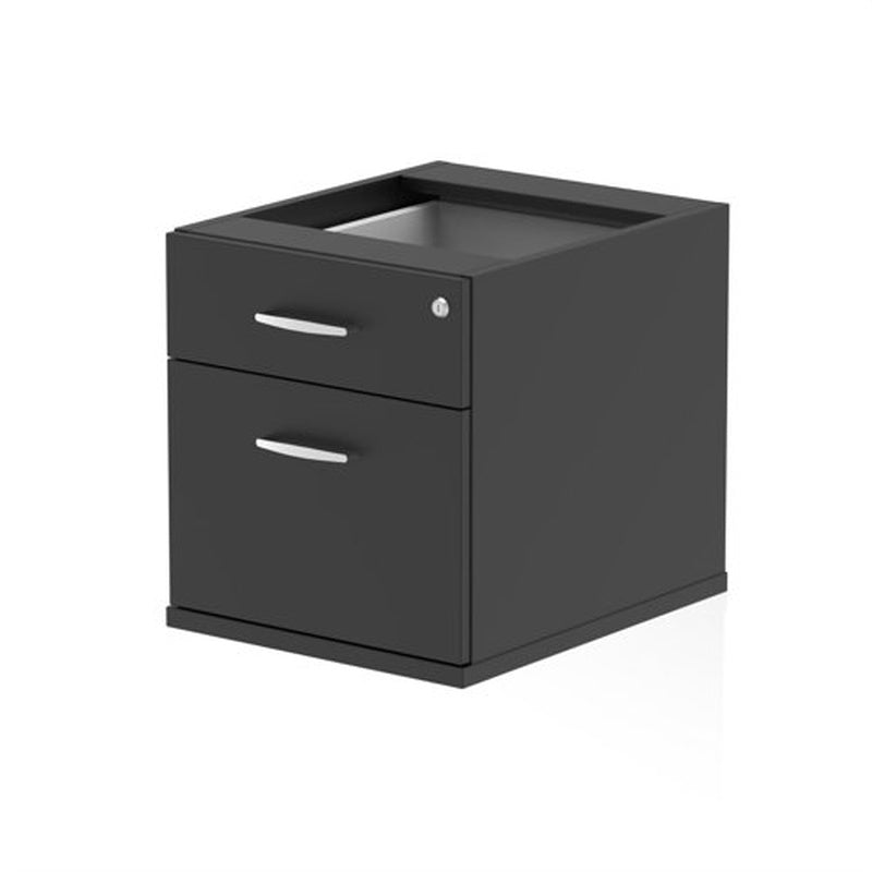 Fixed 2 Drawer Under Desk Pedestal Black