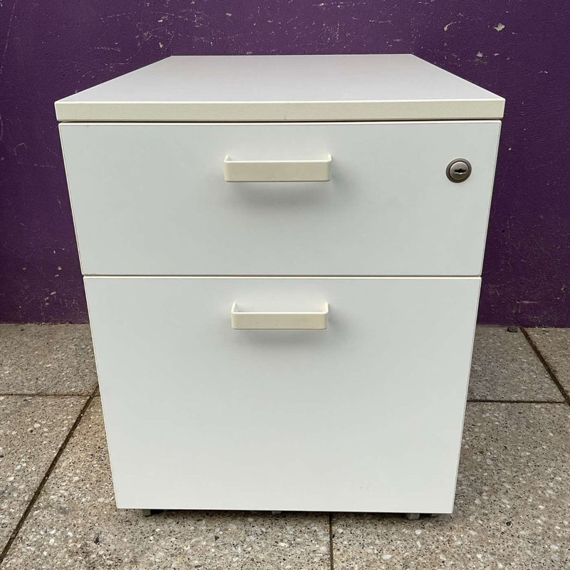 Fixed 2 Drawer Under Desk Pedestal White