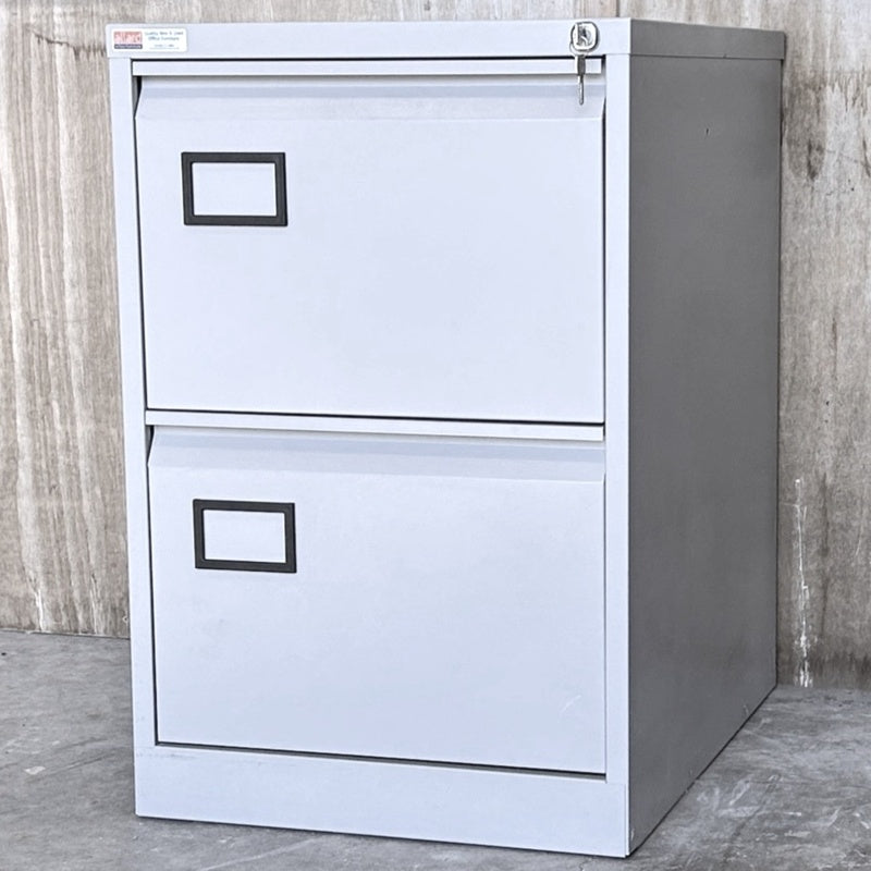 Foolscap 2 Drawer Steel Filing Cabinet Light Grey