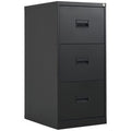 Foolscap 3 Drawer Steel Filing Cabinet Black