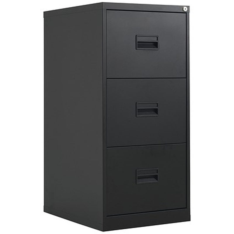 Foolscap 3 Drawer Steel Filing Cabinet Black