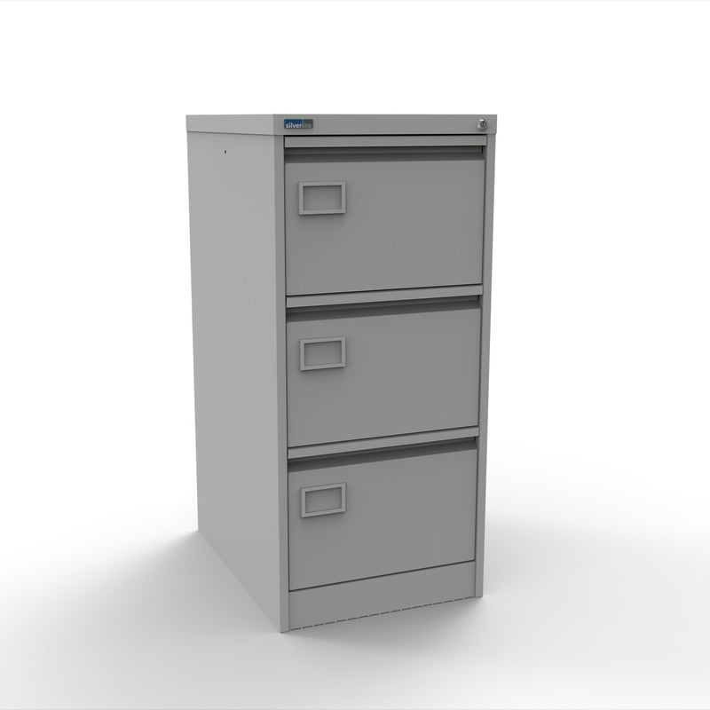 Foolscap 3 Drawer Steel Filing Cabinet Light Grey