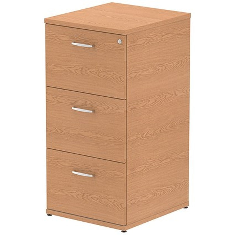 Foolscap 3 Drawer Steel Filing Cabinet Oak Effect