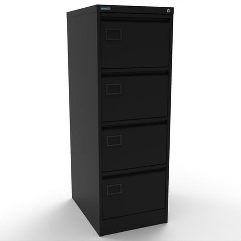 Foolscap 4 Drawer Steel Filing Cabinet Black