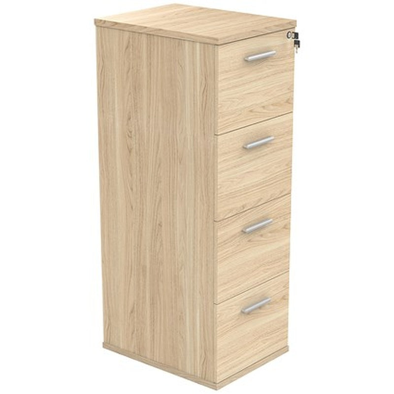 Foolscap 4 Drawer Steel Filing Cabinet Oak Effect