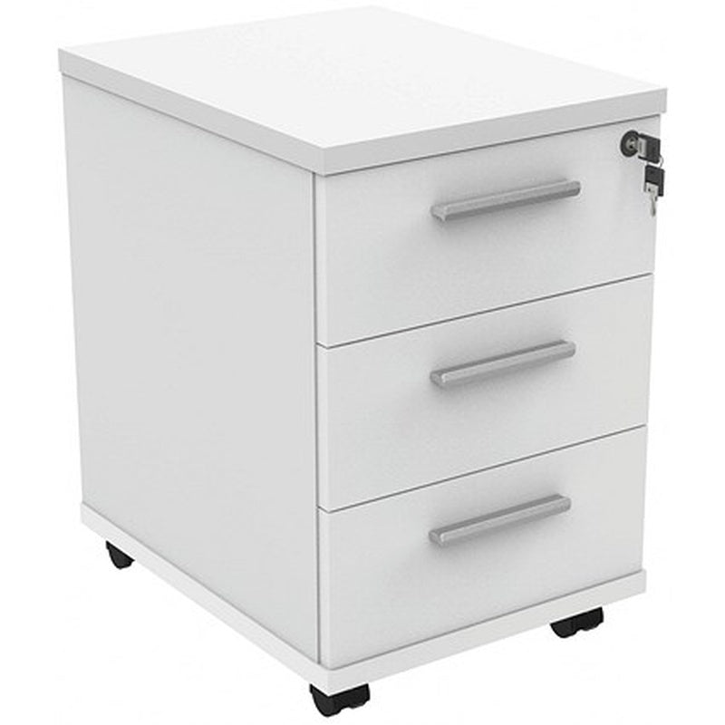Mobile 3 Drawer Under Desk Pedestal White